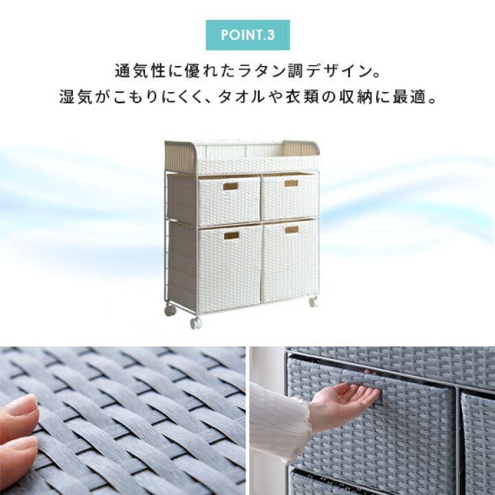 ランドリーチェスト おしゃれ ランドリー 収納 ランドリーワゴン ラタン調 北欧 キャスター付き スリム 洗面所 サニタリー収納 収納棚 2段ワイドタイプ 冬バーゲン 特別送料無料