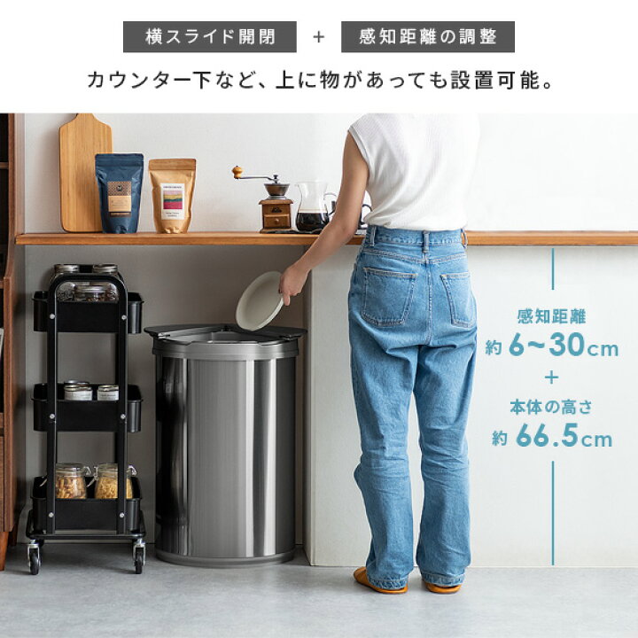 楽天市場】ゴミ箱 おしゃれ ふた付き キッチン 47l ステンレス 自動センサー 47リットル 自動開閉 ダストボックス ごみ箱 生ゴミ 大容量  オシャレ 台所 大型 生ごみ ふたつき 省エネ 2年保証 NINE STARS(ナインスター) 自動開閉ダストボックス 横開きタイプ 47L シルバー  ...