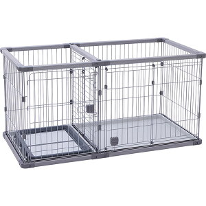 犬用 トイレのしつけが出来る ドッグルームサークルPlus グレー ワイド W27672 ペット住関連用品 ケイジ・サーク