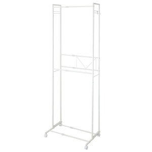 \マラソン限定ポイント5倍/【あす楽】2段ハンガーラック 伸縮タイプ 幅30〜45cm/45〜70cm 奥行45cm スリム ワイド キャスター付き ラック ワイド収納 衣類収納 隙間 収納 おしゃれ かわいい シ