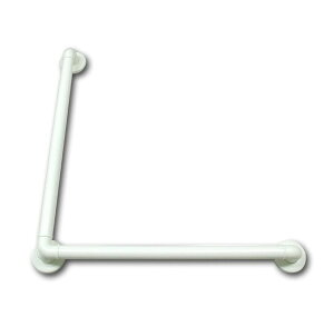 ハイロジック:どこでも手摺り 600x600ミリ L型 入数1本 97273 バリアフリー対策に!浴室・トイレなど水周りに使える抗菌手すりです!