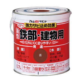 アトムハウスペイント:ライフ（油性鉄部・木部用） 0.7L 茶 4971544002149 鉄 フェンス 門扉 鉄階段 サビ 錆 ペンキ 塗料