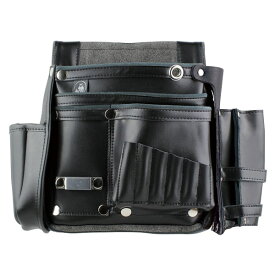 ふくろ倶楽部:｢究極 四型｣ ハイブリット/黒 HB-094K 腰袋 本革 オシャレ 工具差し 携帯ケース 作業用ベルト 「究極 四型」 HB-094K