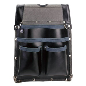 ふくろ倶楽部:「伝説 大型かりわく (鋲止)」 ハイブリット/黒 HB-302K 腰袋 本革 オシャレ 工具差し 携帯ケース 作業用ベルト 「伝説 大型かりわく(鋲止)」 HB-302K