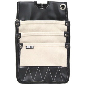 SK11（エスケー11） 帆布腰袋3段ホワイト WH SHN-3D