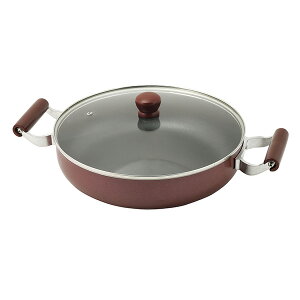 パール金属 メガサイズ ふっ素加工IH対応ガラス蓋付浅型大型鍋30cm HB-6673