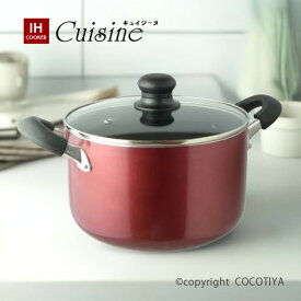 【送料無料】キュイジーヌ IH対応 ガラス蓋付 半寸胴鍋(502519)22cm カレー鍋 シチュー鍋 深型鍋 深鍋 【 PFOA PFOSフリー 】