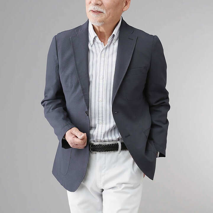 楽天市場 シニアファッション メンズ シアサッカー ジャケット 80代 70代 60代 90代 春夏 男性 おじいちゃん 服 プレゼント 高齢者 祖父 誕生日 送料無料 紳士服 敬老の日 プレゼント ギフト 実用的 ココわく シニアファッション