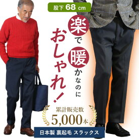 【日本製 裏起毛 洗濯機OK】 裏起毛 シニア メンズ パンツ 裏フリース 暖かいパンツ 股下68cm 70代 80代 90代 秋冬 男性 紳士服 高齢者 送料無料 誕生日 プレゼント ズボン 総ゴム ウエストゴム ストレッチ 暖かい 防寒 Sサイズ 大きいサイズ LL 3L 介護 通院 施設