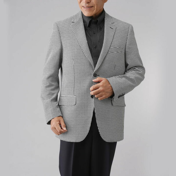 楽天市場 シニアファッション メンズ 80代 70代 60代 90代 秋冬 千鳥柄 テーラードジャケット ブラック おじいちゃん 服 紳士服 男性 祖父 お年寄り 老人 高齢者 ギフト 父の日 プレゼント 実用的 ココわく シニアファッション