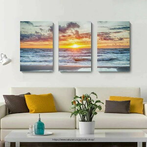 絵画 3枚セット 風景 夕焼け 夕日 海 インテリア ファブリック 人気 絵 30×40 オシャレ アートフレーム 壁掛け アートパネル リビング プレゼント