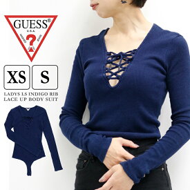 ゲス レディース トップス カジュアル GUESS W63P2FK5D91 長袖 レースアップボディスーツ INDIGO RIB |