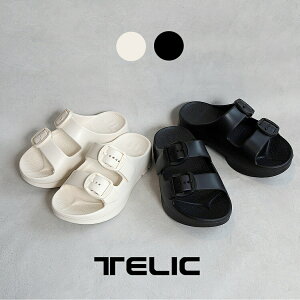 TELIC W-BUCKLE2 BLACK IVORY ebN _u obN 2 T_ ( SANDAL XCh SLIDE ubN O[ AC{[ x[W Jo[T_ xg Y fB[X Ki )
