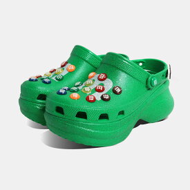 crocs クロックス 厚底 M&MS CROCS CROG BAE エムアンドエムズ ベイ クロッグ サンダル GREEN GLITTER ( 緑 グリーン レディース ウィメンズ コラボ 212260-997 )