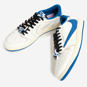 NIKE �t���O�����g × �g�����B�X�X�R�b�g × �i�C�L �G�A�W���[�_�� 1 FRAGMENT TRAVIS SCOTT AIR JORDAN 1 LOW OG WHITE/BLUE ( �����q���V �g���v�� �R���{ DM7866-104 )