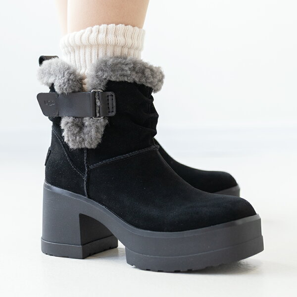 UGG アグ モクシー プルオン 厚底 ヒール ブーツ MOXY PULL ON BLACK ( ブラック 黒 シープスキン ベルト レディース ウィメンズ 1171476-BLK )