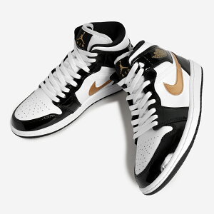 NIKE AIR JORDAN 1 MID SE Patent Black White Gold �i�C�L �G�A �W���[�_�� �~�b�h �X�j�[�J�[ ( BLACK WHITE GOLD �� �� �� �p�e���g aj1 �C�O���� 852542-007 )