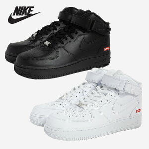 NIKE �i�C�L × SUPREME �V���v���[�� �G�A�t�H�[�X AIR FORCE 1 �R���{ �X�j�[�J�[ MID 2 COLOR ( �u���b�N �z���C�g �� �� �{�b�N�X���S AF1 �����Y ���f�B�[�X )