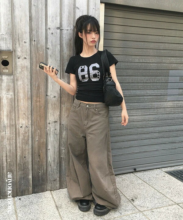 anyonemore コットン切替ワイドパンツ　Mサイズ
