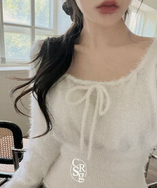 ミューレン木の葉アンゴラリボンシャーリングニット ニット セーター レディース｜韓国 creamsugar｜コーディブック