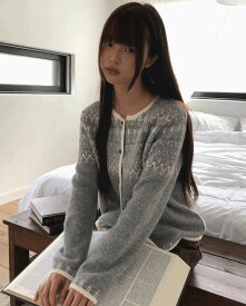 ソネノルディックラウンドネック長袖ニットカーディガン カーディガン / ベスト カーディガン レディース｜韓国 wonderwonder｜コーディブック