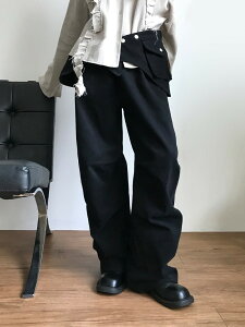 WRAP-OVER POCKET PANTS (charcoal / black) �p���c ���C�h�p���c ���f�B�[�X�b�؍� AAKE�b�R�[�f�B�u�b�N