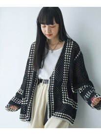 【SALE／20%OFF】クロシェ編みVネックカーディガン coen コーエン トップス カーディガン ブラック オレンジ【RBA_E】【送料無料】[Rakuten Fashion]