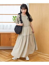 【SALE／50%OFF】布帛ドッキング ピグメントティアードワンピース coen コーエン ワンピース・ドレス ワンピース ベージュ グレー【RBA_E】[Rakuten Fashion]