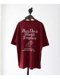 【SALE／50%OFF】BEN DAVIS(ベンデイビス)グラフィックTシャツ coen コーエン トップス カットソー・Tシャツ ホワイト ワインレッド【RBA_E】[Rakuten Fashion]