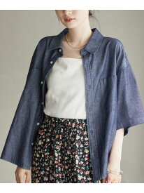 【SALE／40%OFF】コットンレーヨンデニム半袖シャツ coen コーエン トップス シャツ・ブラウス ネイビー グレー【RBA_E】[Rakuten Fashion]