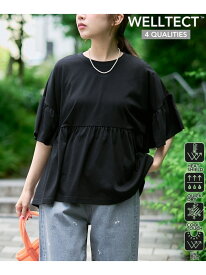 【SALE／60%OFF】【UVカット・接触冷感】WELLTECT(ウェルテクト)USAコットン ペプラムフリル プルオーバー coen コーエン トップス カットソー・Tシャツ ホワイト ピンク ブラック【RBA_E】[Rakuten Fashion]