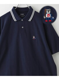 【SALE／30%OFF】ワンポイントベア刺繍カノコポロシャツ coen コーエン トップス ポロシャツ ブラック ホワイト ネイビー【RBA_E】[Rakuten Fashion]