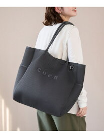 coen(コーエン)ロゴ刺繍 メッシュパフトートバッグ coen コーエン バッグ トートバッグ ベージュ ブラック ホワイト グレー[Rakuten Fashion]