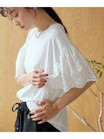 【SALE／45%OFF】カットワークレース 袖切替デザインTシャツ coen コーエン トップス カットソー・Tシャツ グリーン ホワイト ブラック ブラウン【RBA_E】[Rakuten Fashion]