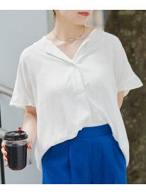 【SALE／30%OFF】【接触冷感】袖フリルスキッパーブラウス coen コーエン トップス シャツ・ブラウス ホワイト グレー【RBA_E】[Rakuten Fashion]