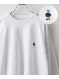 ワンポイントベア刺繍ロングスリーブTシャツ coen コーエン トップス カットソー・Tシャツ ホワイト ブラック ネイビー[Rakuten Fashion]