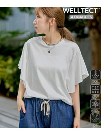 【SALE／60%OFF】【UVカット・接触冷感】WELLTECT(ウェルテクト)USAコットン フレアスリーブ Tシャツ(インフルエンサー紹介アイテム) coen コーエン トップス カットソー・Tシャツ ブラック ピンク ホワイト【RBA_E】[Rakuten Fashion]