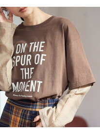 【SALE／25%OFF】袖シアードッキング レイヤード風ロゴロンT coen コーエン トップス カットソー・Tシャツ ブラウン ホワイト グレー【RBA_E】[Rakuten Fashion]