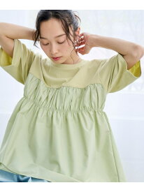 【SALE／55%OFF】布帛ドッキング 切替ギャザーTシャツ coen コーエン トップス カットソー・Tシャツ ホワイト ブラック【RBA_E】[Rakuten Fashion]