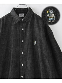 【SALE／40%OFF】ワンポイントベア刺繍デニムシャツ coen コーエン トップス シャツ・ブラウス ネイビー ブラック【RBA_E】[Rakuten Fashion]