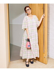 【SALE／60%OFF】【スザンヌさんコラボ】Suuチェックフレアスリーブワンピース coen コーエン ワンピース・ドレス ワンピース ブルー ピンク【RBA_E】[Rakuten Fashion]