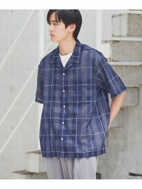 【SALE／50%OFF】絡み織りチェックシャツ coen コーエン トップス シャツ・ブラウス ネイビー ベージュ グレー【RBA_E】[Rakuten Fashion]