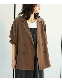 【RONEL】ツイルストライプシャツジャケット RONEL コーエン ジャケット・アウター テーラードジャケット・ブレザー ブラウン グレー【送料無料】[Rakuten Fashion]