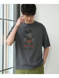 Mickey(ミッキー)ヴィンテージライクTシャツ coen コーエン トップス カットソー・Tシャツ ブラック ベージュ ホワイト【送料無料】[Rakuten Fashion]