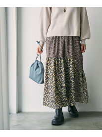 【SALE／50%OFF】パッチワークフラワープリントティアードスカート coen コーエン スカート その他のスカート ブラック ブラウン【RBA_E】[Rakuten Fashion]