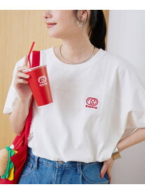 【SALE／50%OFF】【DOMDOM(ドムドム)x coen】ワンポイント刺繍フットボールTシャツ coen コーエン トップス カットソー・Tシャツ レッド ホワイト グレー【RBA_E】[Rakuten Fashion]