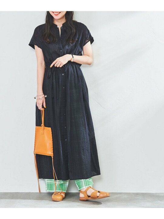 楽天市場 Sale 12 Off ストライプフレンチスリーブコットンワンピース Coen コーエン ワンピース ドレス シャツワンピース ブラック ブラウン イエロー Rba E Rakuten Fashion Coen