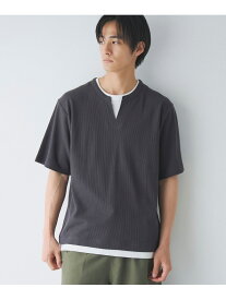 【SALE／50%OFF】キーネックフェイクレイヤード半袖Tシャツ coen コーエン トップス カットソー・Tシャツ ネイビー グレー ワインレッド【RBA_E】[Rakuten Fashion]