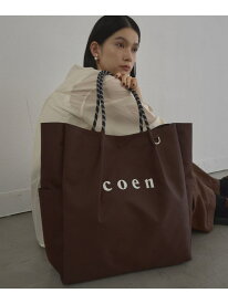 【再入荷/新色登場】 coen(コーエン) ロゴ ポリキャンバストートバッグ(Lサイズ) coen コーエン バッグ トートバッグ グリーン ベージュ ブラック グレー ブラウン ネイビー ホワイト[Rakuten Fashion]
