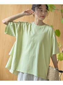 布帛ドッキング ピグメントフリルTシャツ coen コーエン トップス カットソー・Tシャツ ブルー グレー ホワイト[Rakuten Fashion]